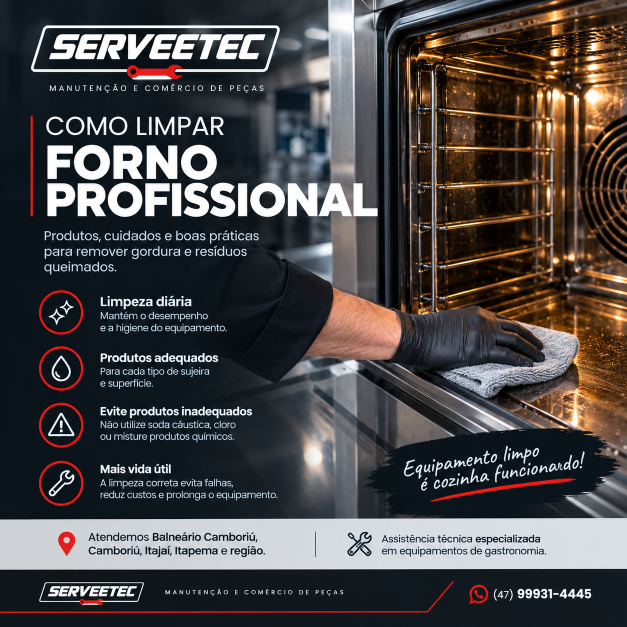 Como limpar forno profissional: produtos e cuidados para remover gordura e resíduos queimados